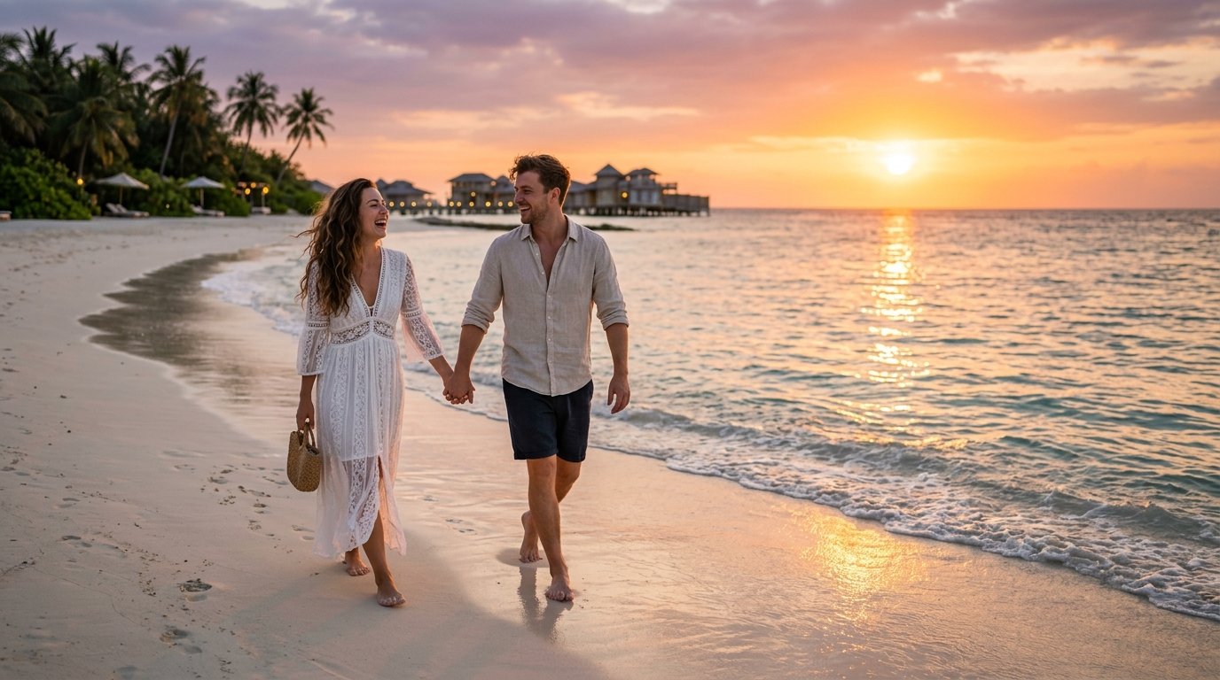 Romantic Barefoot Sunset Walk