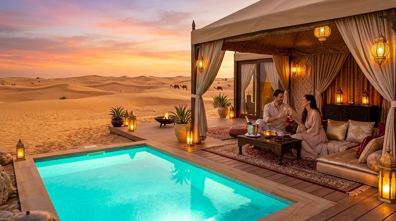 Dubai Luxury Desert Glamping Pavilion Romantic Honeymoon