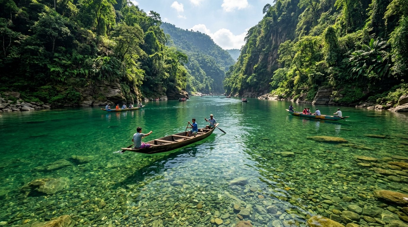 Dawki Umngot River crystal clear glass waters